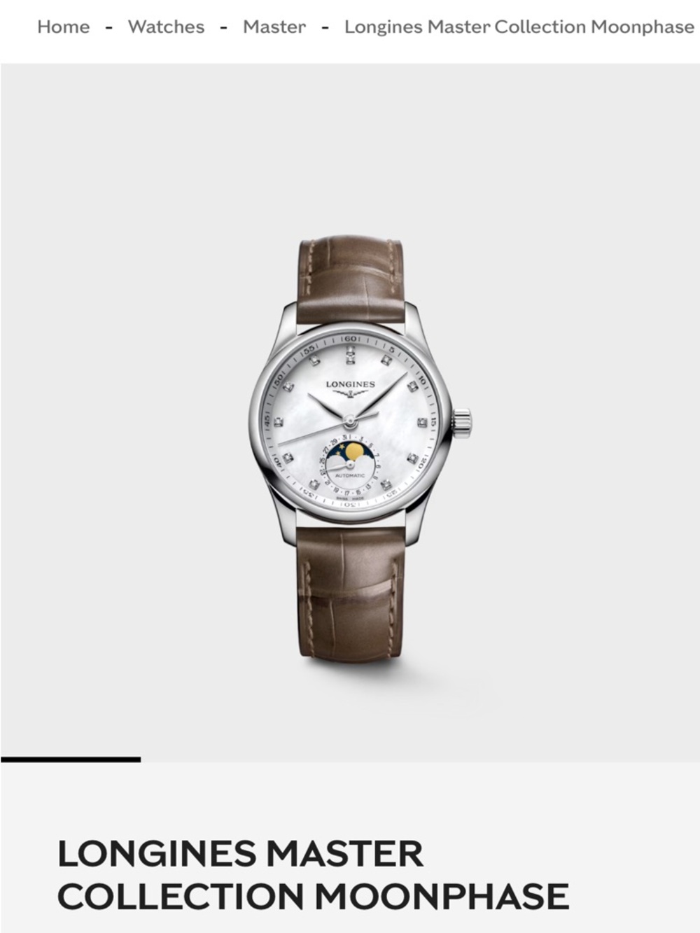 Longines Master Collection Moonphase Watch - White Mother-of-Pearl Dial